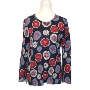 Women's Loft Red, White & Blue Floral Light Weight Cardigan SZ M